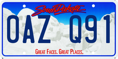 SD license plate 0AZQ91
