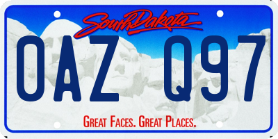 SD license plate 0AZQ97