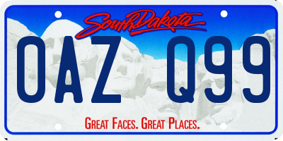 SD license plate 0AZQ99