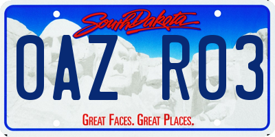 SD license plate 0AZR03
