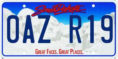 SD license plate 0AZR19