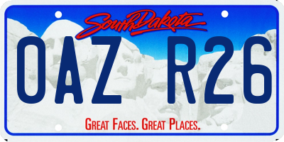 SD license plate 0AZR26