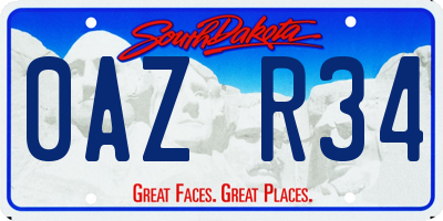 SD license plate 0AZR34