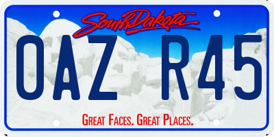 SD license plate 0AZR45
