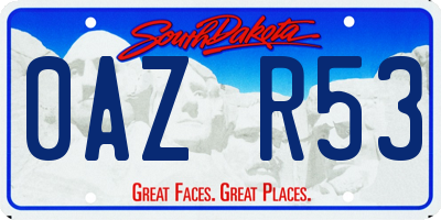SD license plate 0AZR53