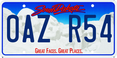 SD license plate 0AZR54