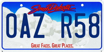 SD license plate 0AZR58