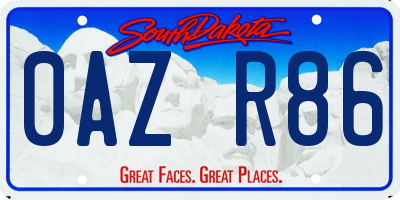 SD license plate 0AZR86