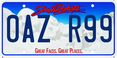 SD license plate 0AZR99
