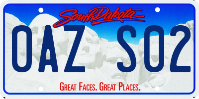 SD license plate 0AZS02