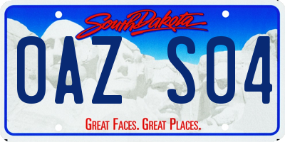 SD license plate 0AZS04