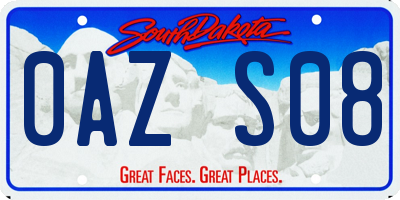 SD license plate 0AZS08
