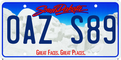 SD license plate 0AZS89