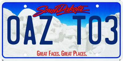 SD license plate 0AZT03