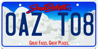 SD license plate 0AZT08