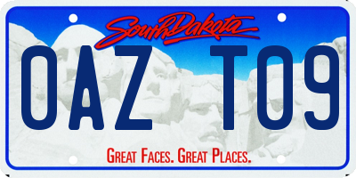 SD license plate 0AZT09