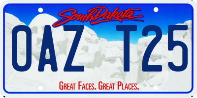 SD license plate 0AZT25