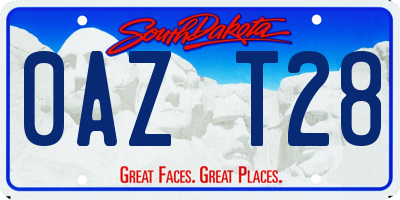 SD license plate 0AZT28
