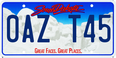 SD license plate 0AZT45