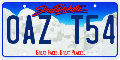 SD license plate 0AZT54