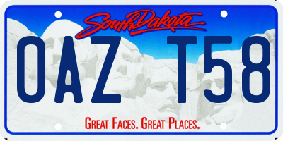 SD license plate 0AZT58
