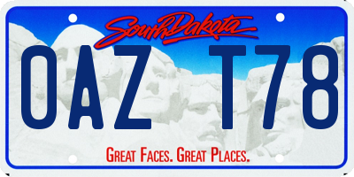 SD license plate 0AZT78