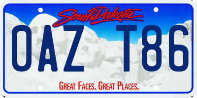 SD license plate 0AZT86