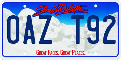 SD license plate 0AZT92