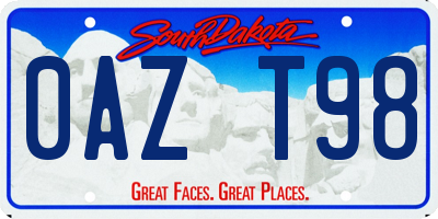 SD license plate 0AZT98