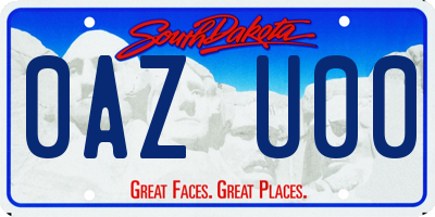 SD license plate 0AZU00