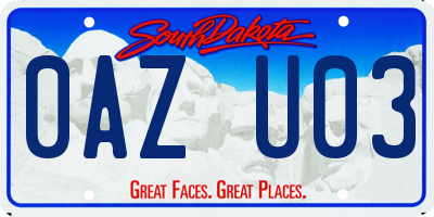 SD license plate 0AZU03