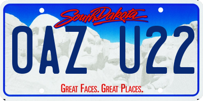 SD license plate 0AZU22