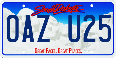 SD license plate 0AZU25