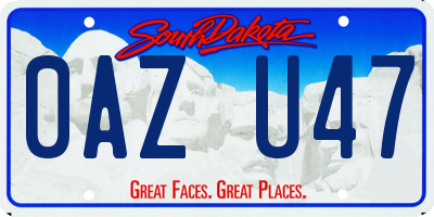 SD license plate 0AZU47