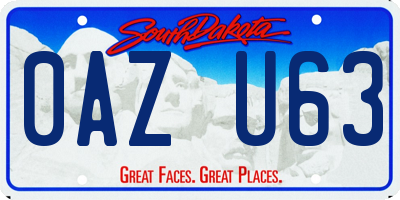 SD license plate 0AZU63