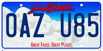 SD license plate 0AZU85