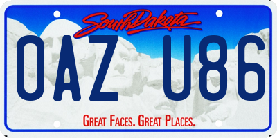 SD license plate 0AZU86