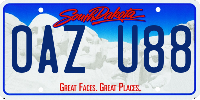 SD license plate 0AZU88