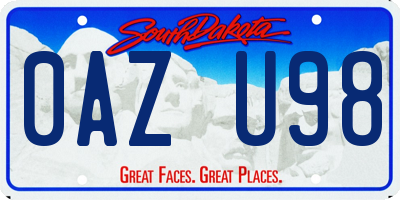 SD license plate 0AZU98