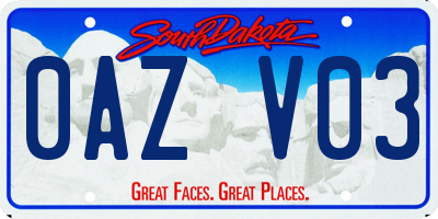 SD license plate 0AZV03