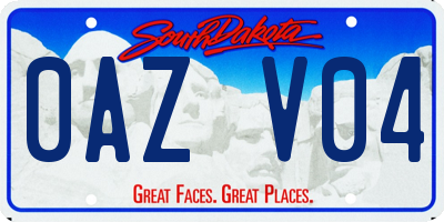 SD license plate 0AZV04