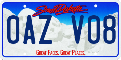 SD license plate 0AZV08