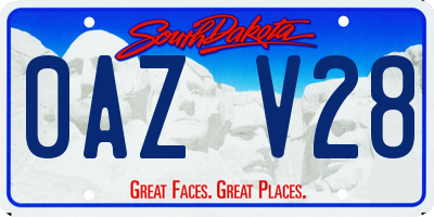 SD license plate 0AZV28