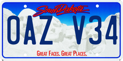 SD license plate 0AZV34