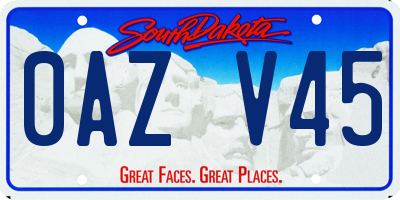 SD license plate 0AZV45