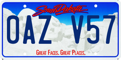 SD license plate 0AZV57