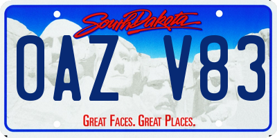 SD license plate 0AZV83