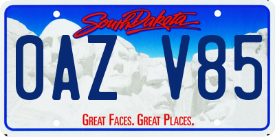 SD license plate 0AZV85