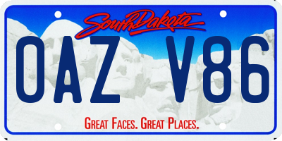 SD license plate 0AZV86