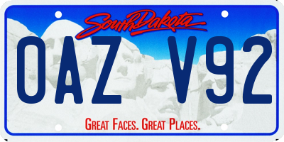 SD license plate 0AZV92